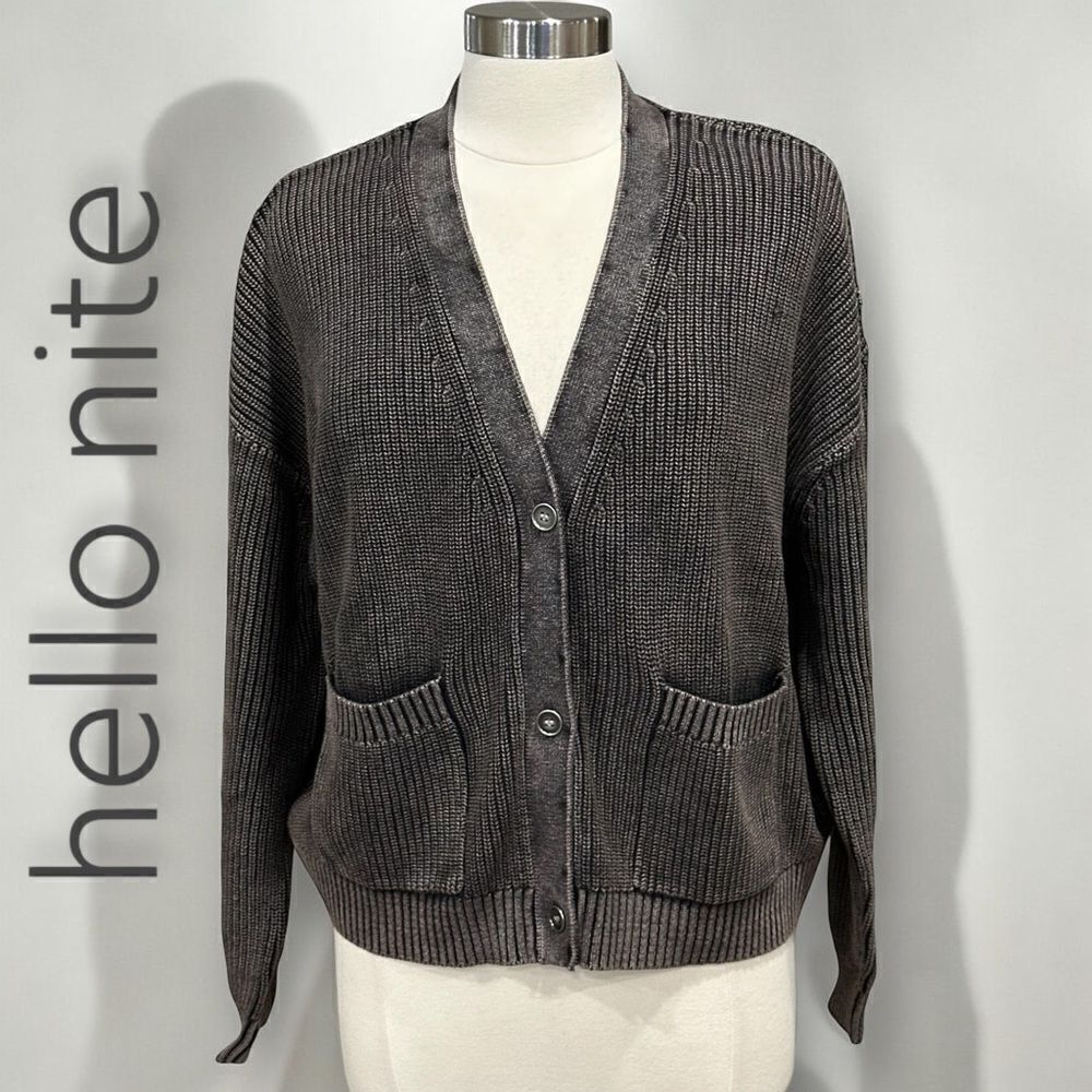 REVOLVE- HELLO NITE Women’s Acid Wash Ribbed Cardigan in the Size Large